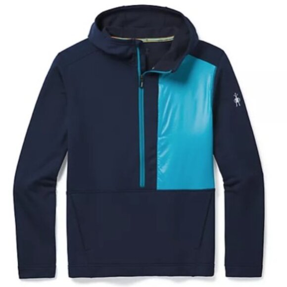 Smartwool Men's XL Blue Merino Sport Fleece Half Zip Hooded Pullover Casual Fall - Picture 1 of 5
